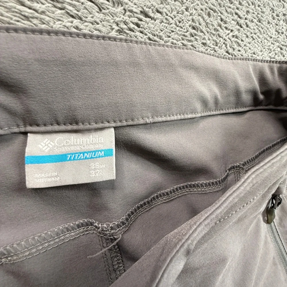 Columbia Titan Pass Pants Mens 36x32 Gray Belted Titanium Hiking AO0317